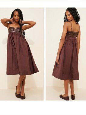 ANTHROPOLOGIE Maeve Twofer Faux Leather Babydoll Dress